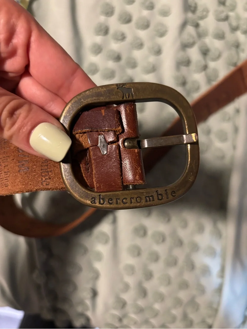 Vintage Abercrombie & Fitch Brown Leather Belt with Brass Buckle